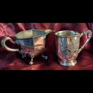 Elegant Silver Creamer and Mug Set